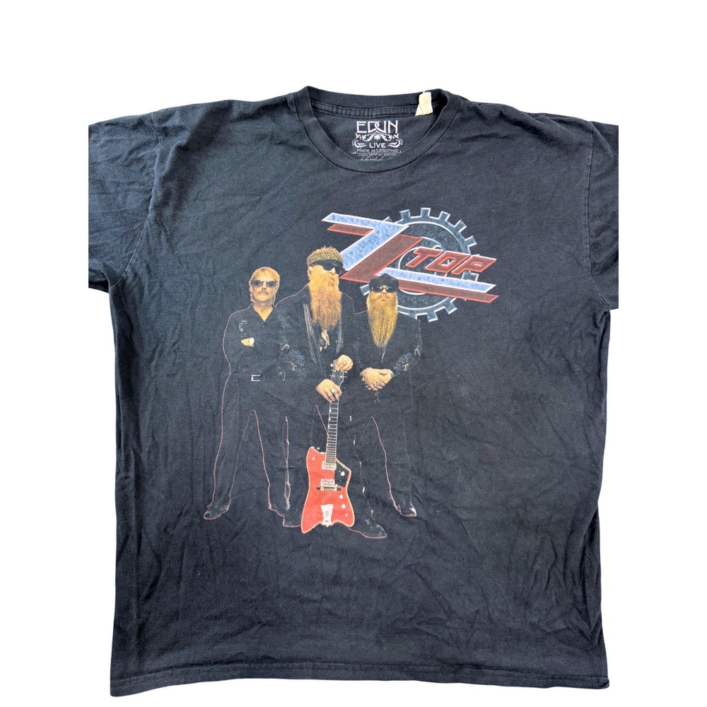 ZZ Top Summer Tour 2007 Graphic T-Shirt‎ Mens XL Black EDUN Live Rock Band Tee